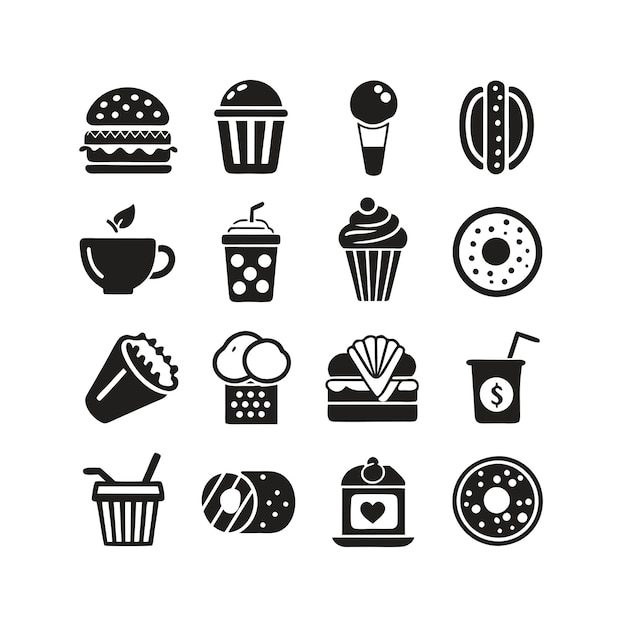 Food and Drink Icon Set Vector Illustration per documenti, siti web e applicazioni mobili