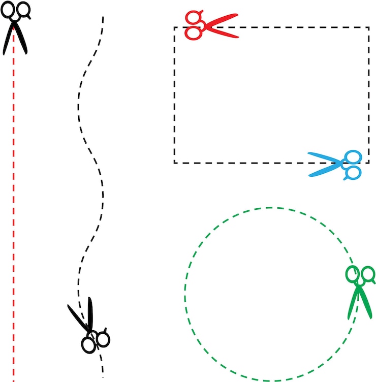 Vettore forbici con linee