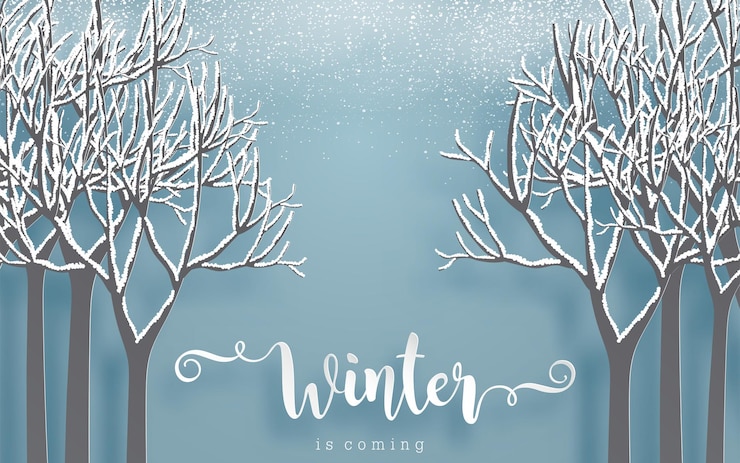 Vettore foresta con neve nell'arte della carta della stagione natalizia e invernale e in stile artigianale digitale.