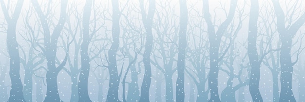 Foresta invernale panoramica innevata paesaggio minimalista