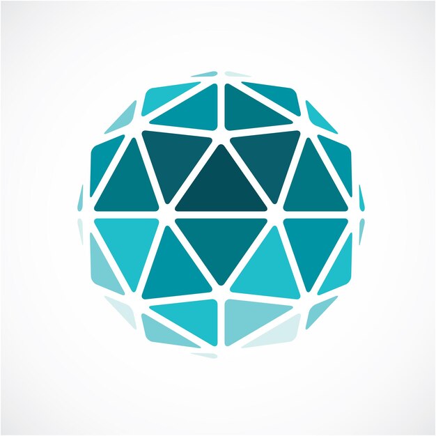 Forma 3d realizzata con linee nere, modellazione astratta di origami futuristici. Elemento di design a basso poli vettoriale verde, forma di globo cibernetico per l'uso nella scienza e nella tecnologia.