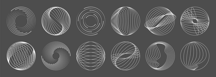 Vettore forma a spirale rotonda a linea, vortice geometrico concentrico