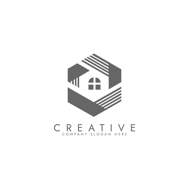 Forma geometrica Modello vettoriale semplice di progettazione del logo di una casa immobiliare