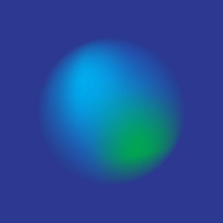 Forma rotonda sfumata blu e verde su sfondo blu
