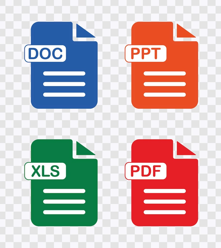 Vettore formato di documento vettoriale e set di estensioni