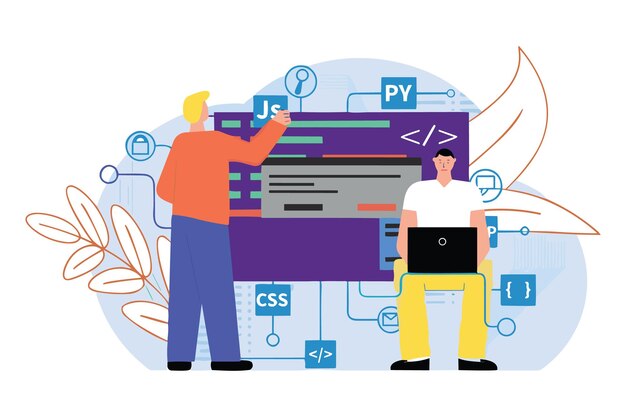 Formazione di specialisti IT e programma di laurea online Illustrazione vettoriale Design piatto