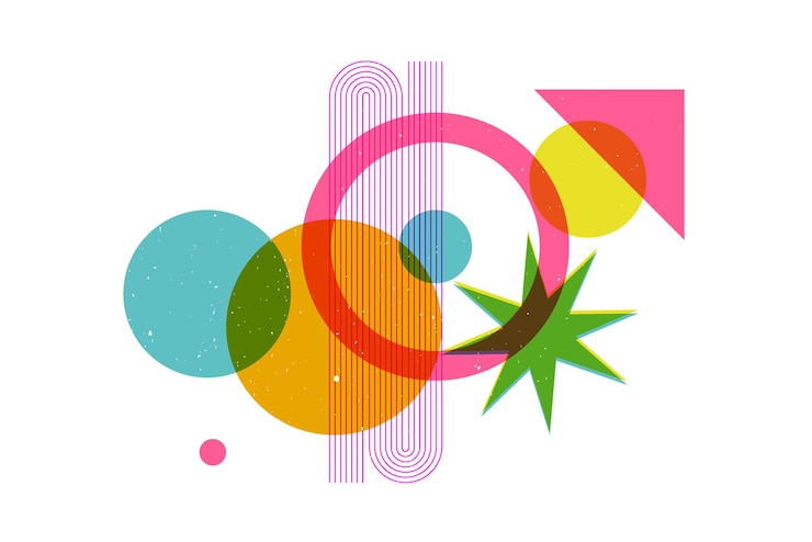 Vettore forme astratte geometriche con design di stampa accattivante effetto risograph