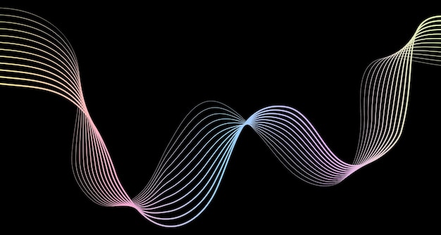 Forme astratte geometriche futuristiche a mezza tonalità al neon linee ondulate lisce gradiente strisce curve su