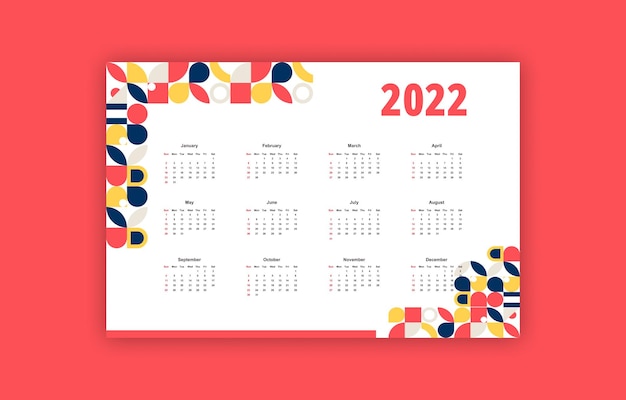 Forme astratte sfondo geometrico del calendario 2022