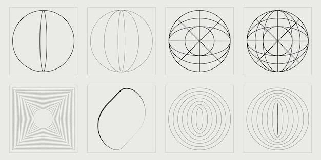 Forme di brutalismo Ampio set di oggetti retrò per il design Modelli per manifesti di note