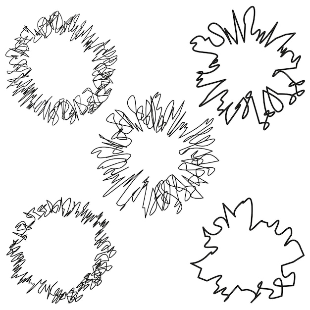 Forme di cerchio astratte scarabocchi circolari disegnati a mano Forme rotonde schizzate Disegno di cerchio disordinato