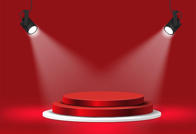 Forme di cerchio di podio premium con sfondo di proiettore