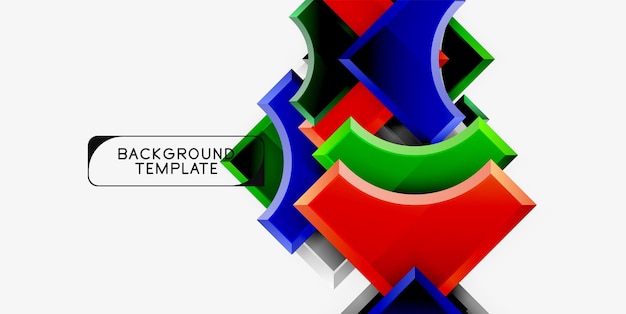 Forme futuristiche 3D sfondo astratto vettoriale fatto di pezzi lucidi con effetti di luce