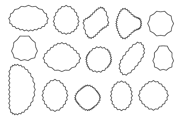 forme geometriche rotonde ovali lineari tratti irregolari ruvidi neri lineari per la progettazione di cartoline postali