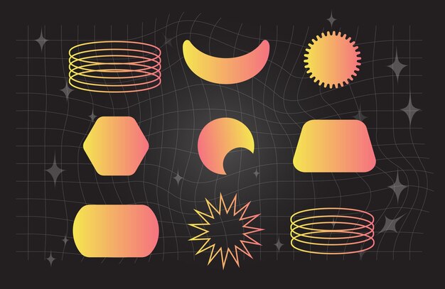 Forme gradienti geometriche su uno sfondo a griglia scura