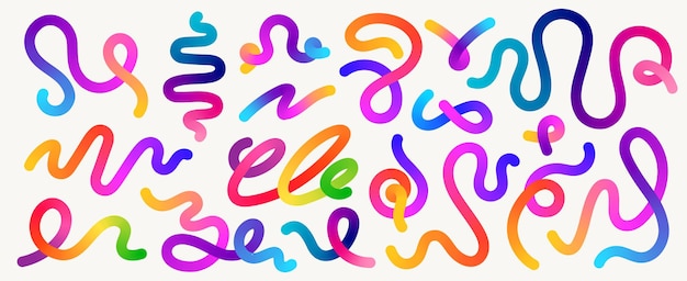 Forme ondulate a colori Figure organiche a linea dinamica astratta con gradiente colore fluido a onda trendy nastro e elementi ondulati curvi per il design dei manifesti Collezione vettoriale
