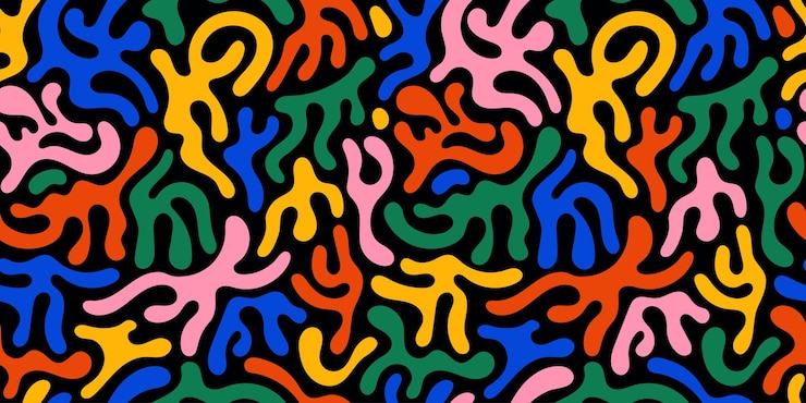 Vettore forme organiche astratte disegno senza cuciture con scarabocchi geometrici colorati forme liquide