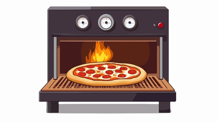 Vettore forno professionale commerciale per la cottura di pizza pizza fresca delizia culinaria