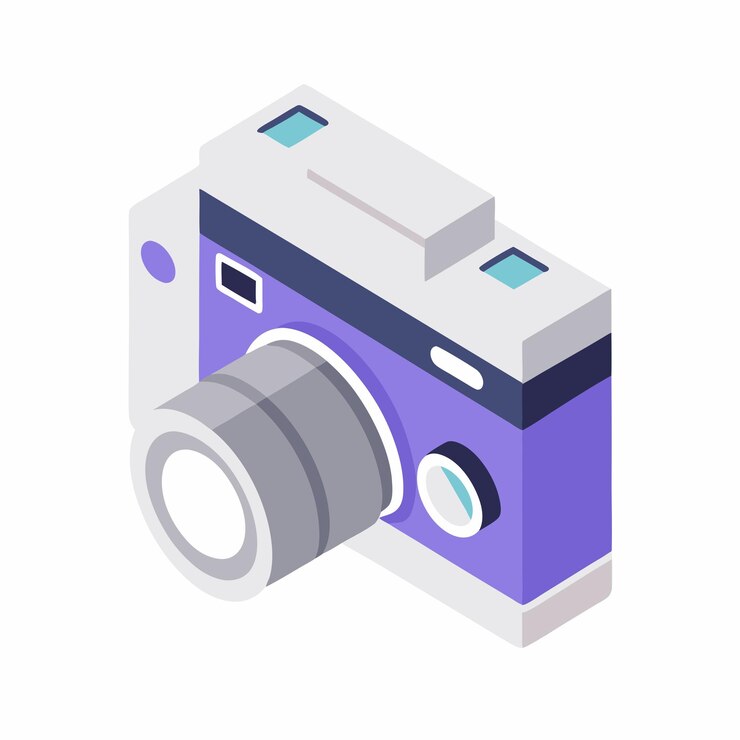 Vettore fotocamera isometrica su uno sfondo bianco isolato 16