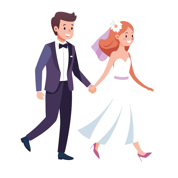 Vettore fotografia del giorno del matrimonio della sposa e dello sposo concetto di illustrazione vettoriale