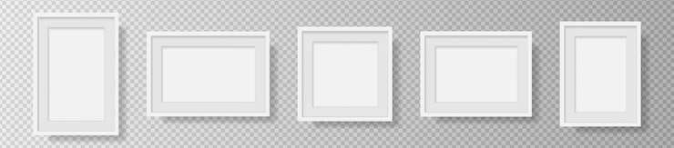Vettore fotografia realistica bianca cornice di immagine appesa a una parete dal modello anteriore isolato