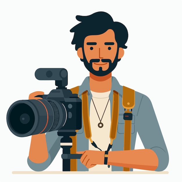 Fotografo maschio vettoriale con stile di design piatto