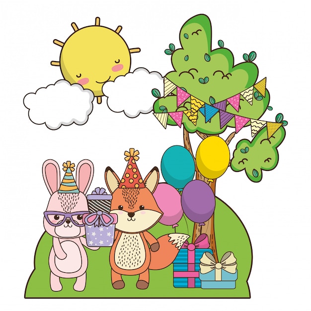Fox e regalo con buon compleanno