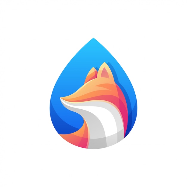 Fox logo acqua colore moderno