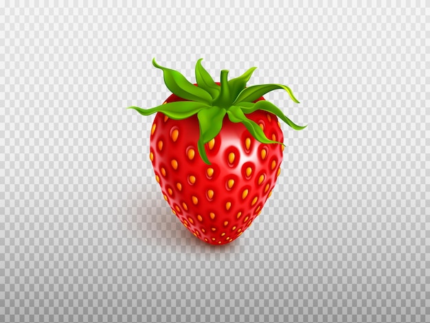 Fragola 3D vibrante e realistica su uno sfondo trasparente