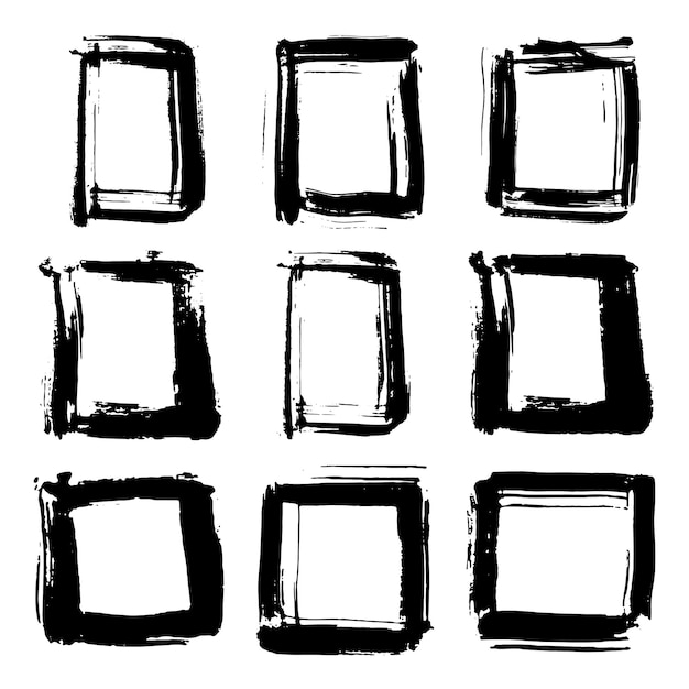 Frame e caselle di testo grunge tessuto elementi disegnati a mano illustrazione vettoriale set