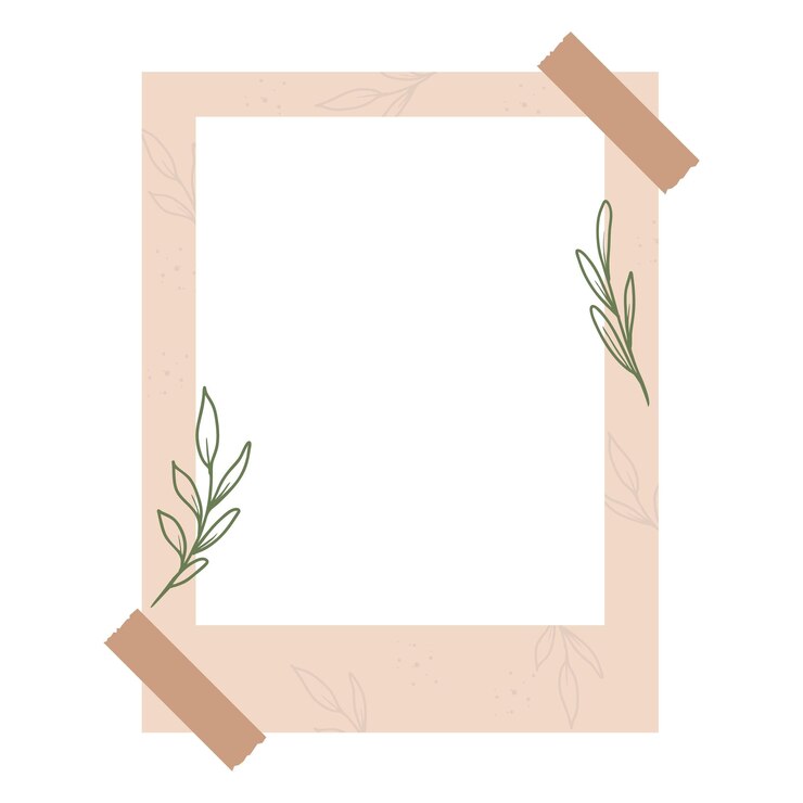 Vettore frame fotografico floreale estetico con foglie disegnate a mano
