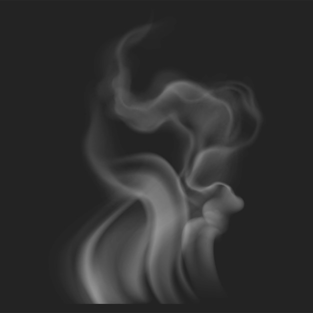 Frammenti di fumo bianco su sfondo nero