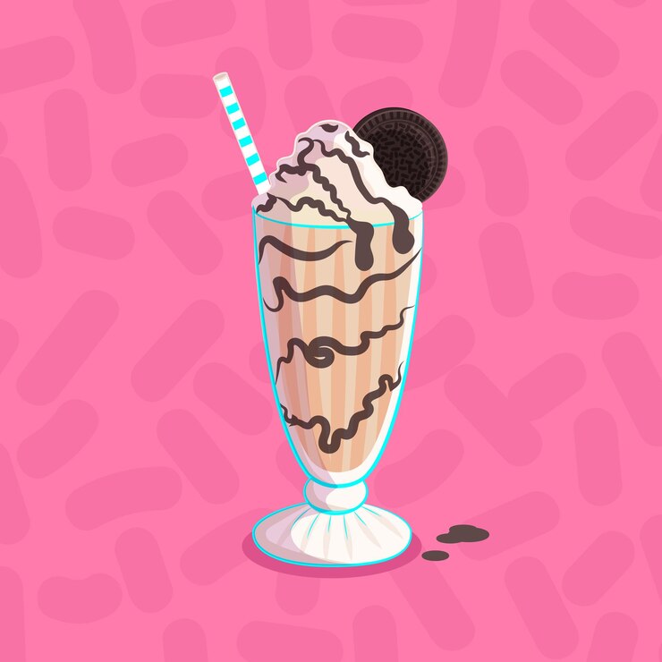 frappè al cioccolato carino e dolce con illustrazione vettoriale biscotto al cioccolato