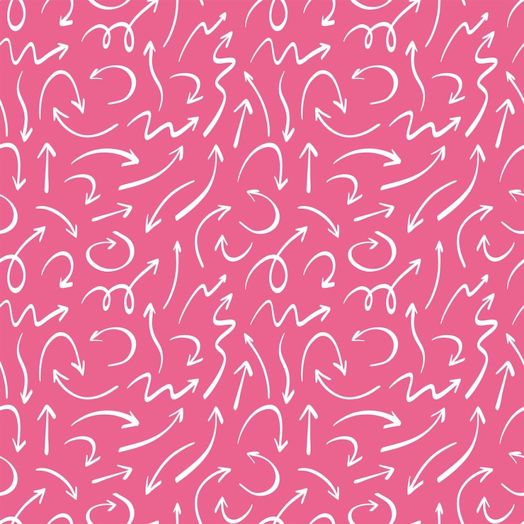 Vettore frecce curve disegnate a mano disegno senza cuciture disegno rosa stile estetico struttura dei puntatori illustrazione vettoriale