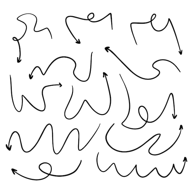 Frecce di direzione Doodle impostate lineari