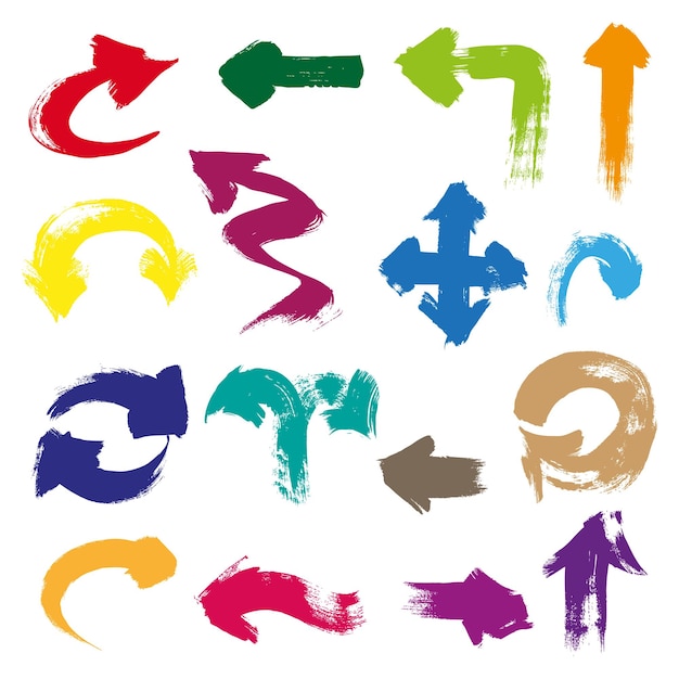 Frecce di diverse forme disegnate con un pennello e vernice
