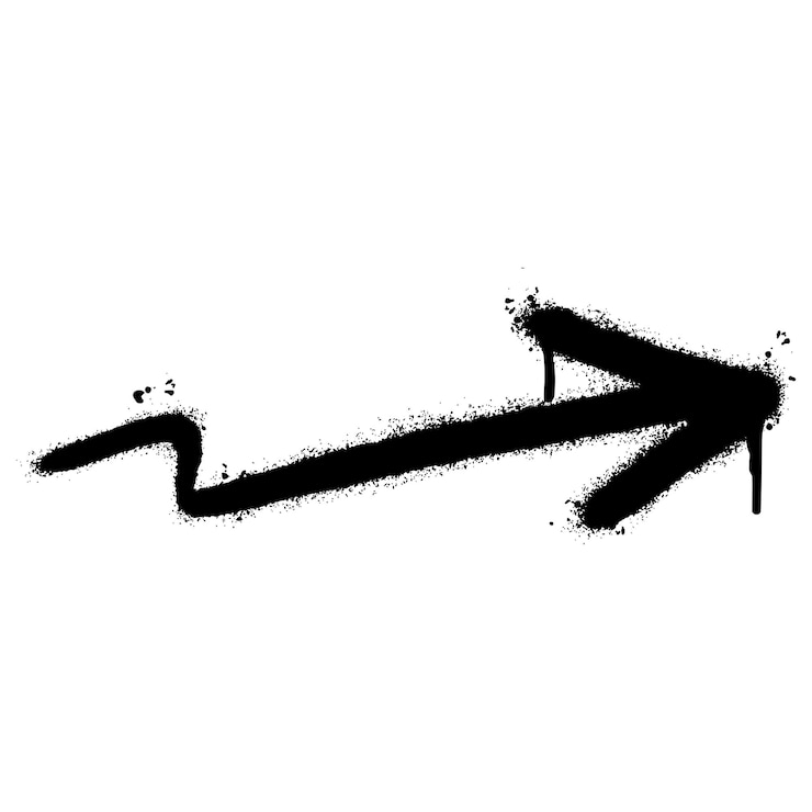 Vettore frecce di graffiti dipinte a spruzzo spruzzate isolate con uno sfondo bianco frecce di graffiti spruzzate in nero su bianco illustrazione vettoriale