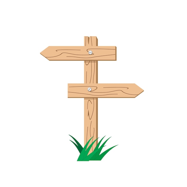 Frecce in legno segnaletica stradale in legno nell'erba Illustrazione vettoriale