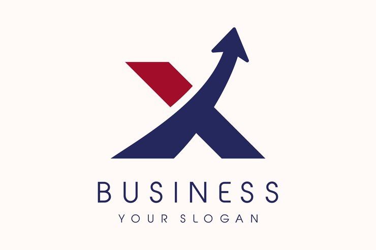 Freccia con logo X. Lettera X Design Illustrazione Vettoriale Icona Moderna.