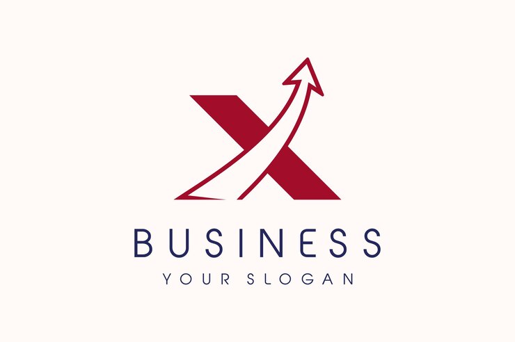 Freccia con logo X. Lettera X Design Illustrazione Vettoriale Icona Moderna.