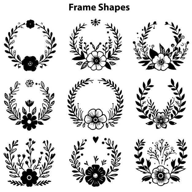 Free Vector HandDrawn Frame Set Template Within White Background
