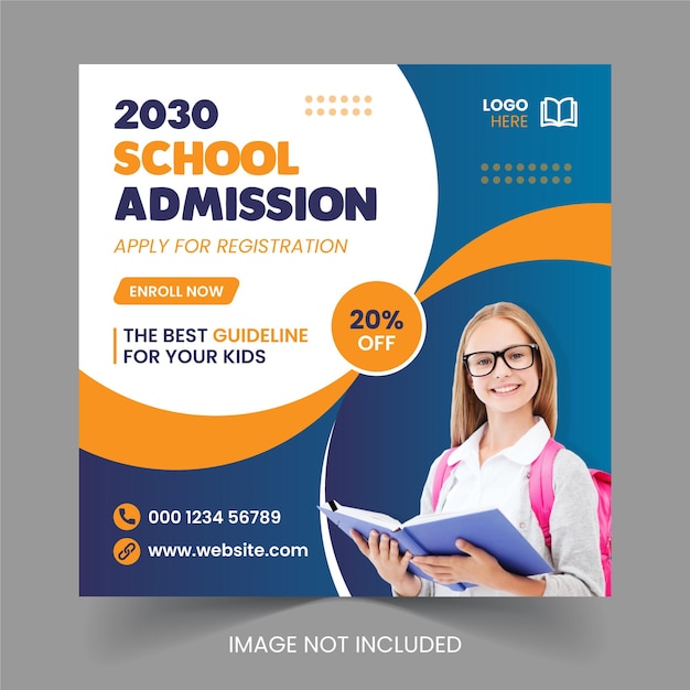 Free Vector School Admission Social Media Post Back to School Education Web Banner Template design