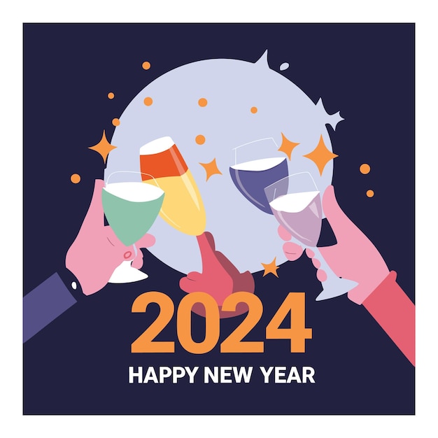 Free vector Social Media Post per augurare a tutti un felice anno nuovo 2024