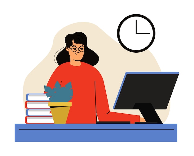 Freelance donna che lavora al computer a casa sua Freelance o concetto di studio