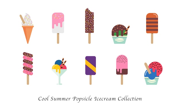 Fresco gelato estivo ghiacciolo dolce collezione di dessert colorati
