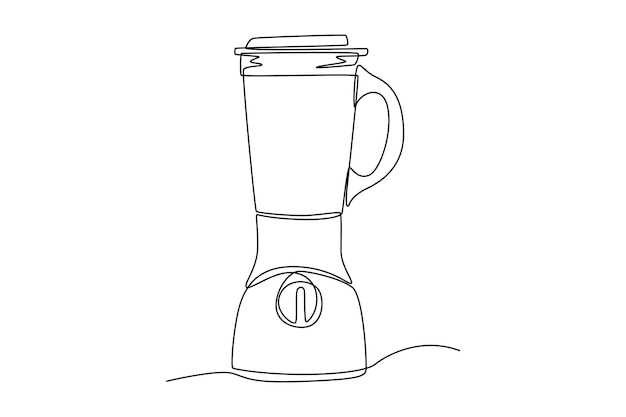 Frullatore a disegno singolo a una linea Concetto di utensile da cucina Illustrazione grafica vettoriale del disegno a linea continua