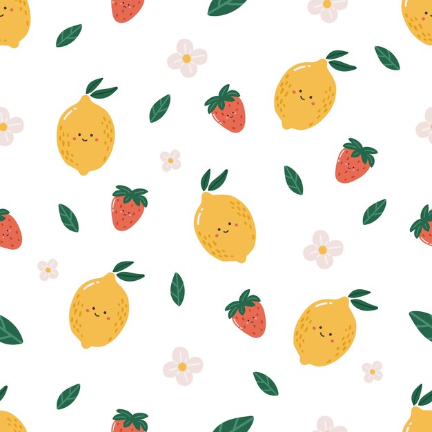 Frutta a disegno frutta carina con viso bambino a disegno estate a disegno senza cuciture limone
