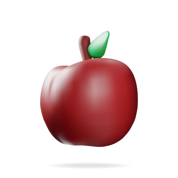 Frutta della mela rossa 3d isolata su bianco