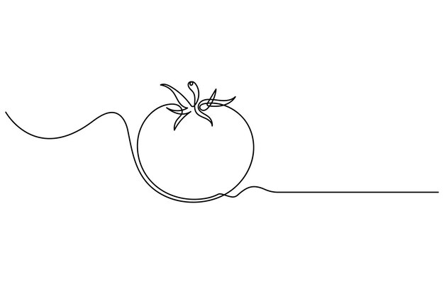 frutta e verdura di pomodoro fresca in disegno continuo a una linea