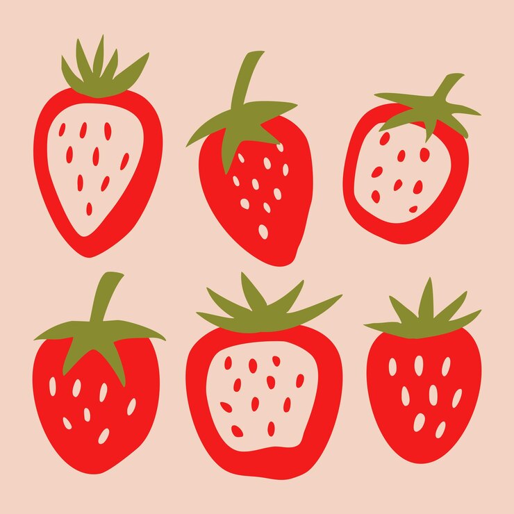 Vettore frutta fragola rossa disegnata a mano